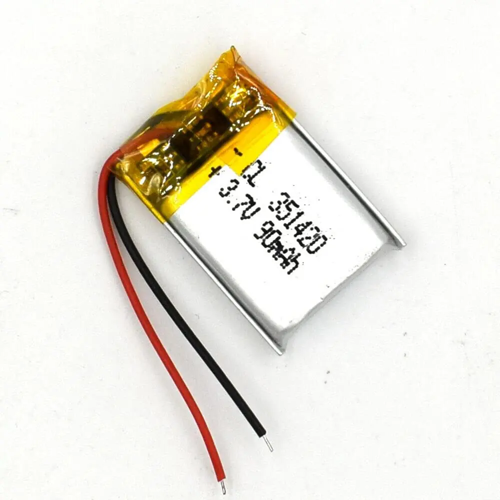 Jeada 2PC 351420 3.7V 90mAh Polymer Lipo Battery with PCM Rechargeable Battery